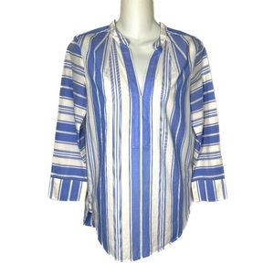 J. Crew Blue & White Striped Tunic Top Sz XXS Bin S